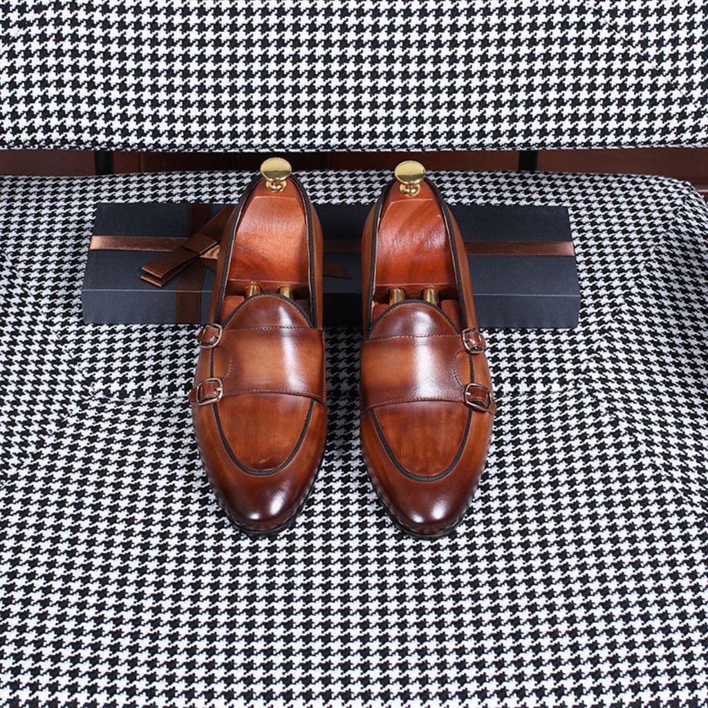 Men’s Italian Double Monk Strap Dress Shoes – Classic Leather Formal Footwear