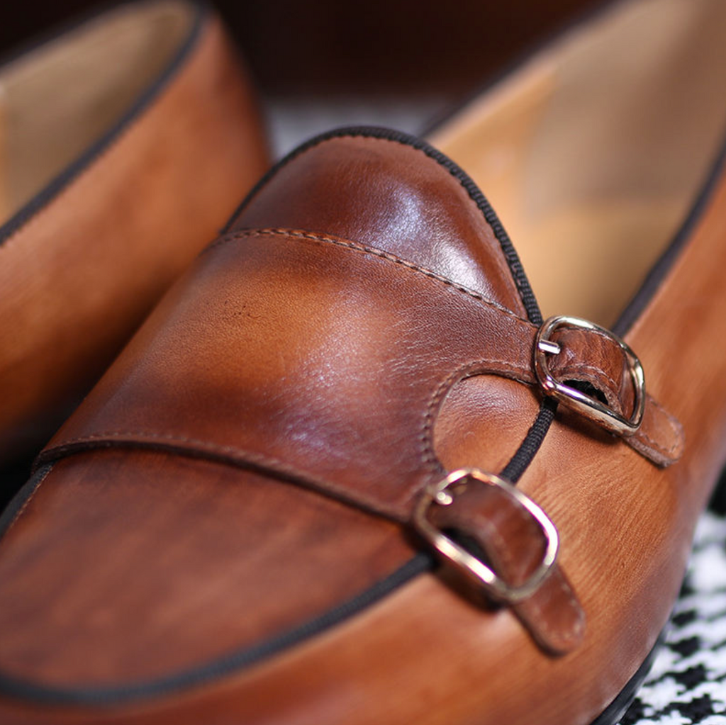Men’s Italian Double Monk Strap Dress Shoes – Classic Leather Formal Footwear