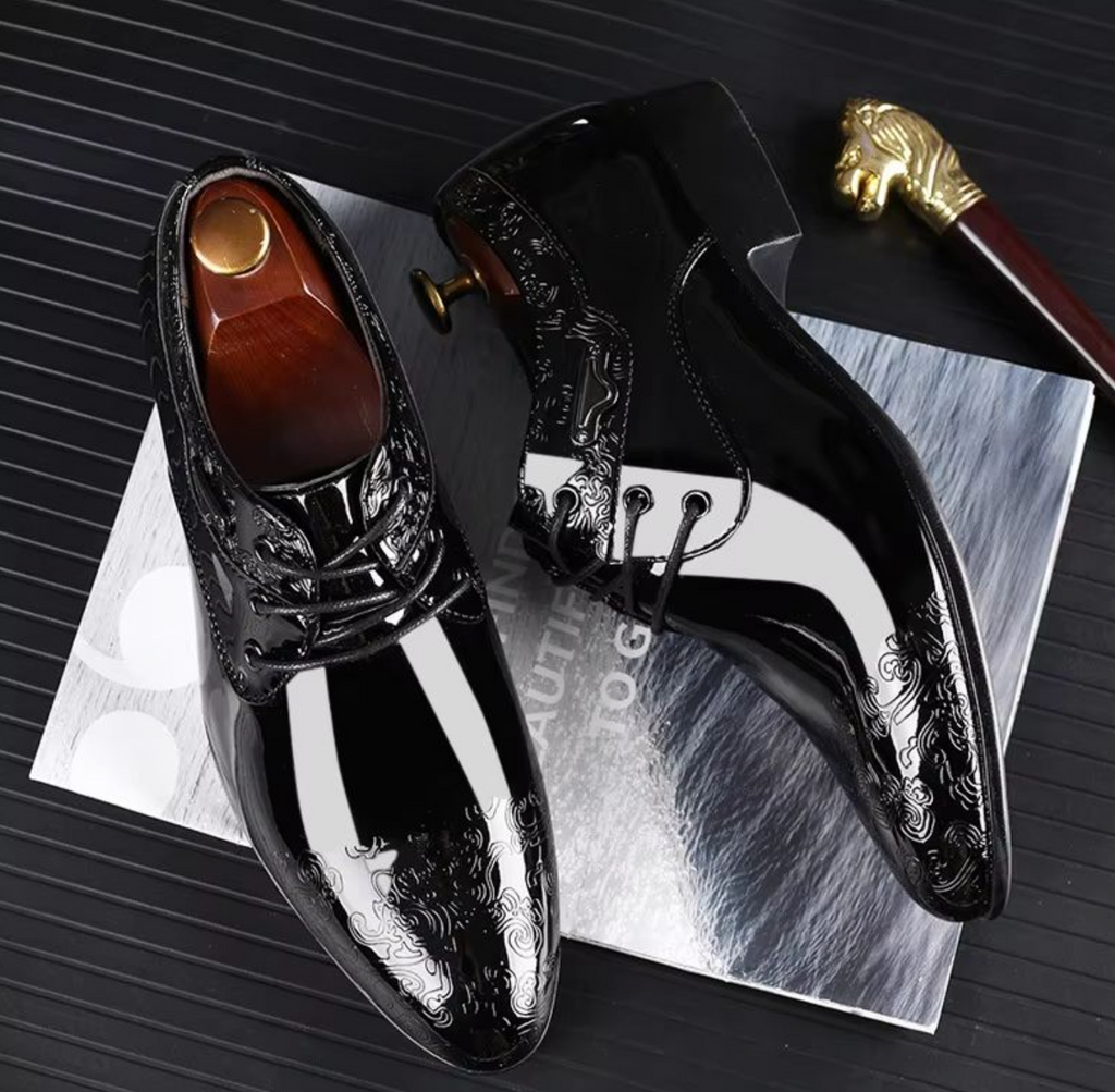Men’s Shiny Business Formal Dress Shoes – Elegant Classic Lace-Up Footwear