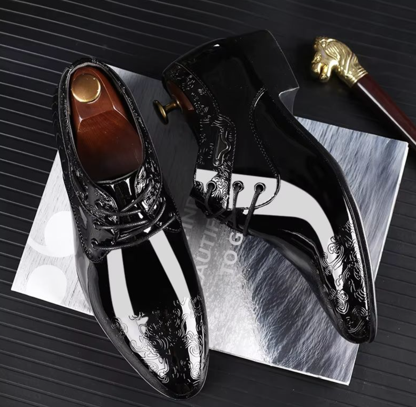 Men’s Shiny Business Formal Dress Shoes – Elegant Classic Lace-Up Footwear